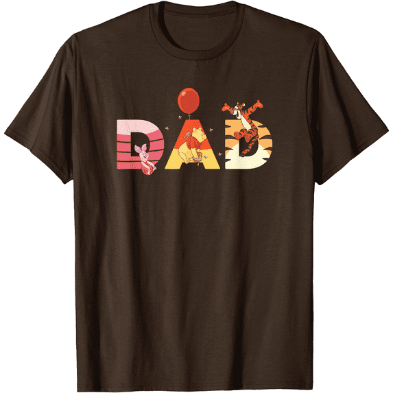 Winnie the Pooh and Friends Dad Father’s Day Birthday Unisex Softstyle T-Shirt for Men Women Kids,Dark Chocolate Color,Size XL
