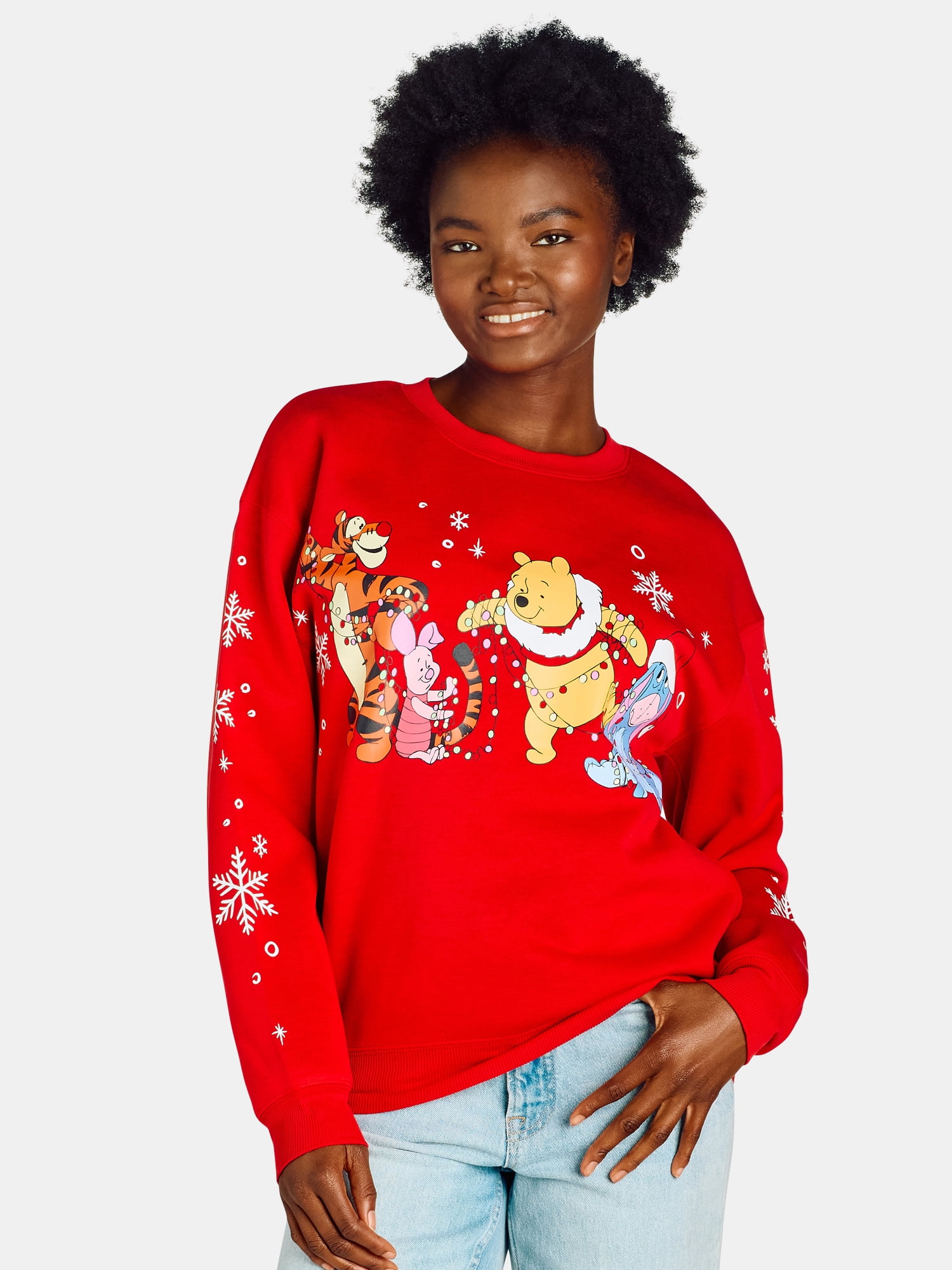 Winnie the Pooh and Friends Women’s Christmas Graphic Sweatshirt, Sizes XXS-XXL