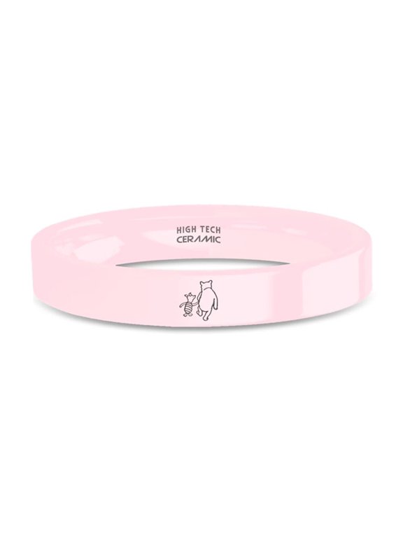 Winnie-the-Pooh and Piglet Friends Engraved Pink Ceramic Ring, 4mm, Size 7