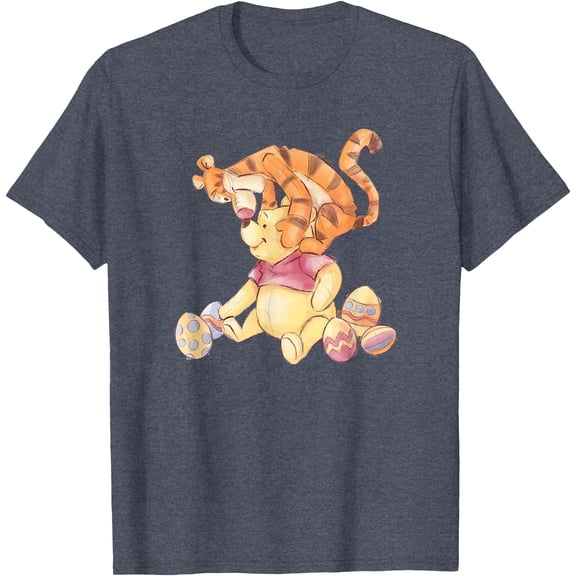 Winnie the Pooh and Tigger Easter Eggs Unisex Softstyle T-Shirt for Men Women Kids,Heather Navy Color,Size L