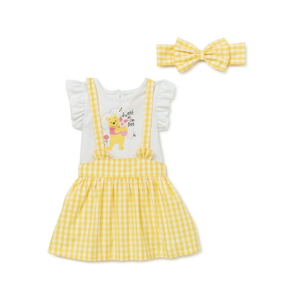 Winnie the Pooh by Disney Toddler Girls Flutter Sleeve Bodysuit Outfit Set, 3-Pieces Set, Size 18M