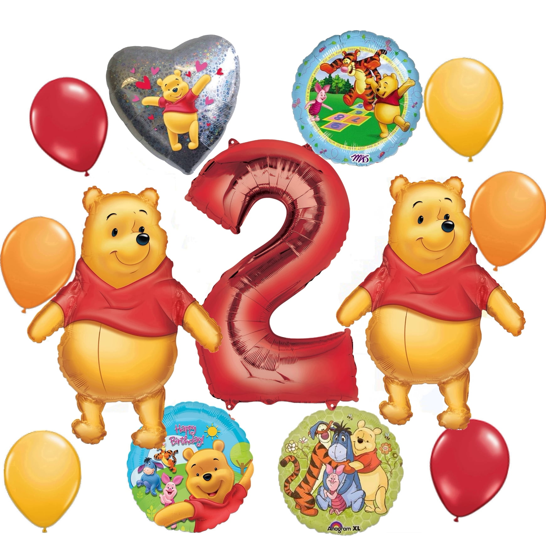 Winnie the Pooh party supplies 2nd Birthday Pooh and Friends Balloon Bouquet Decorations.