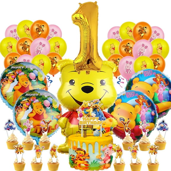 Winnie the pooh Party Supplies 1st Decor Kit Balloons Birthday Cake Topper Decorations