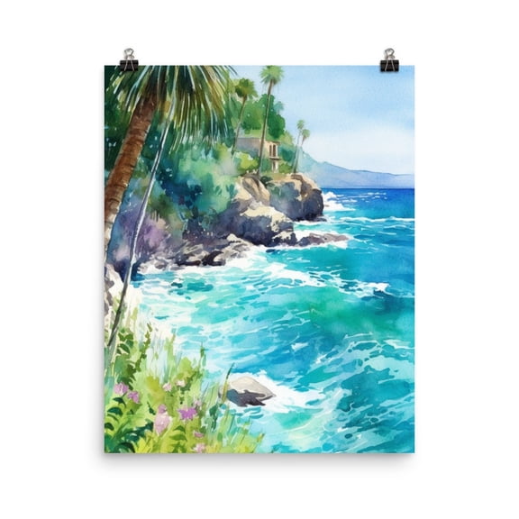 Winnifred Beach Jamaica Print, Tropical Caribbean Art, Island Seascape Poster, Paradise Wall Decor, Coastal Beach Travel Artwork Home Decor #3949, Unframed Poster Size 24x36