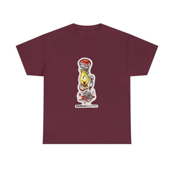 Winning Flame Boy World Industries 2000s Skateboard Vintage Classic TShirt Print - Maroon / S