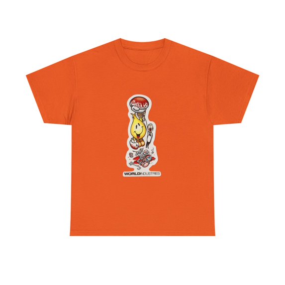 Winning Flame Boy World Industries 2000s Skateboard Vintage Classic TShirt Print - Orange / 3XL