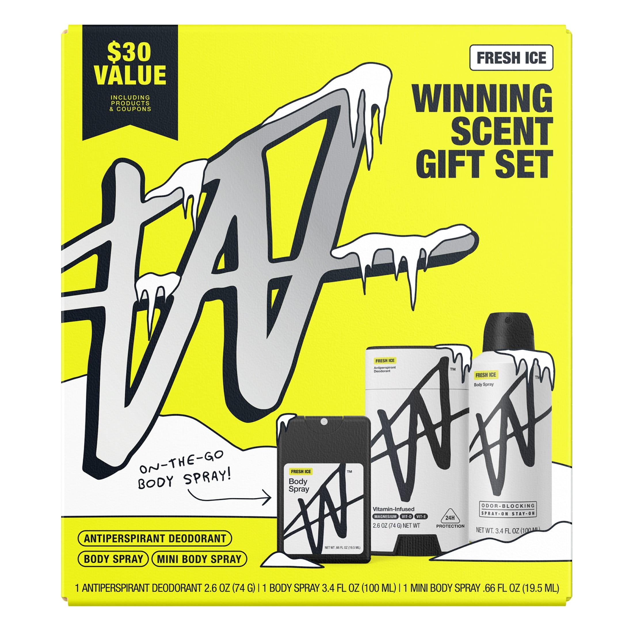 Winning Holiday Bundle - Fresh Ice Scent, Antiperspirant, Body Spray, Mini Body Spray