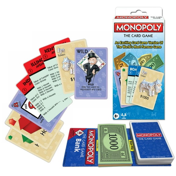 Winning Moves Monopoly The Card Game Games USA, Rummy Style Card Game Version of The World's Most Famous Game for 2 to 4 Players, Ages 8+, Blue C43
