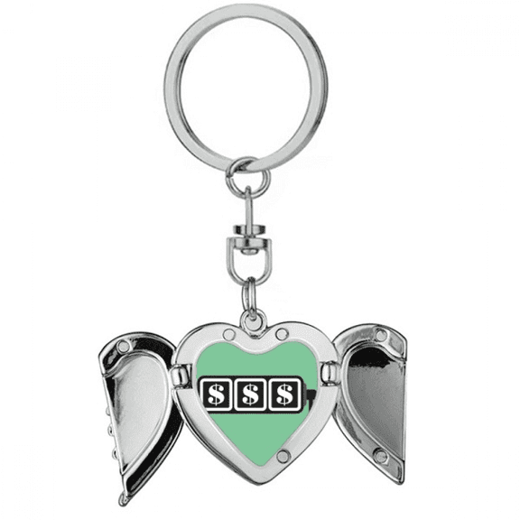 Winning Slot Machine Illustration Pattern Heart Angel Wing Key Chain Holder