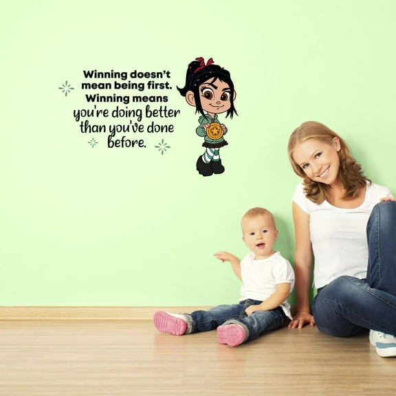 Winning Vanellope Ralph Life Quote Cartoon Quotes Decors Wall Sticker Art Design Decal for Girls Boys Kids Room Bedroom Nursery Kindergarten Home Decor Stickers Wall Art Vinyl Decoration (35x40 inch)