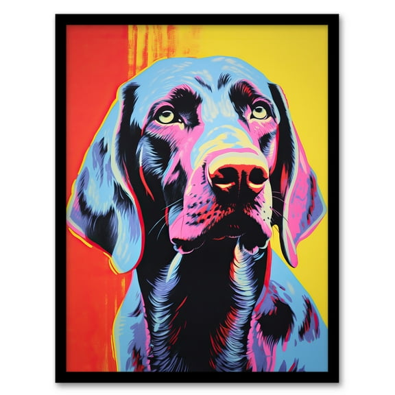 Winning Weimaraner Neon Pet Portrait Art Print Framed Poster Wall Decor 12x16 inch