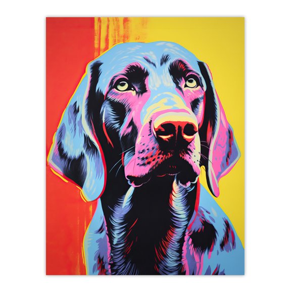 Winning Weimaraner Neon Pet Portrait Extra Large XL Wall Art Poster Print