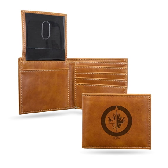 Winnipeg Hockey Jets Brown Bilfold Wallet with clear ID display