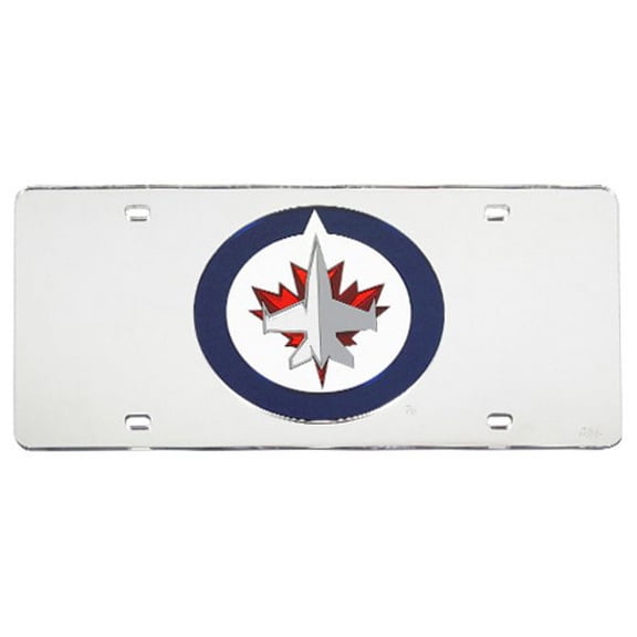 Winnipeg Hockey Jets Logo Silver Mirror Look LASER License Plate