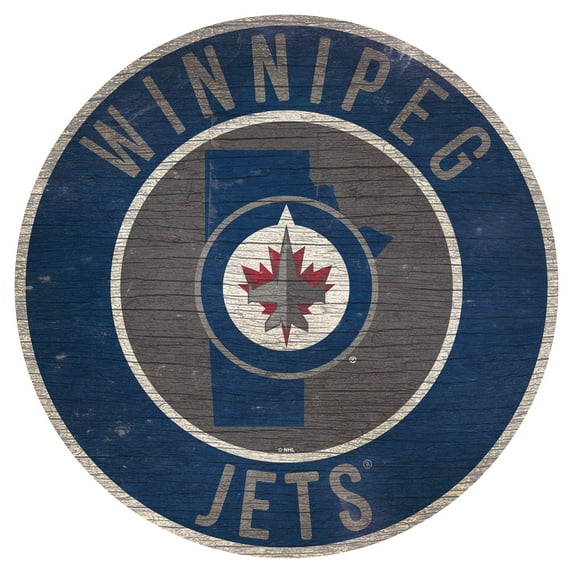 Winnipeg Jets 12'' State Circle Sign