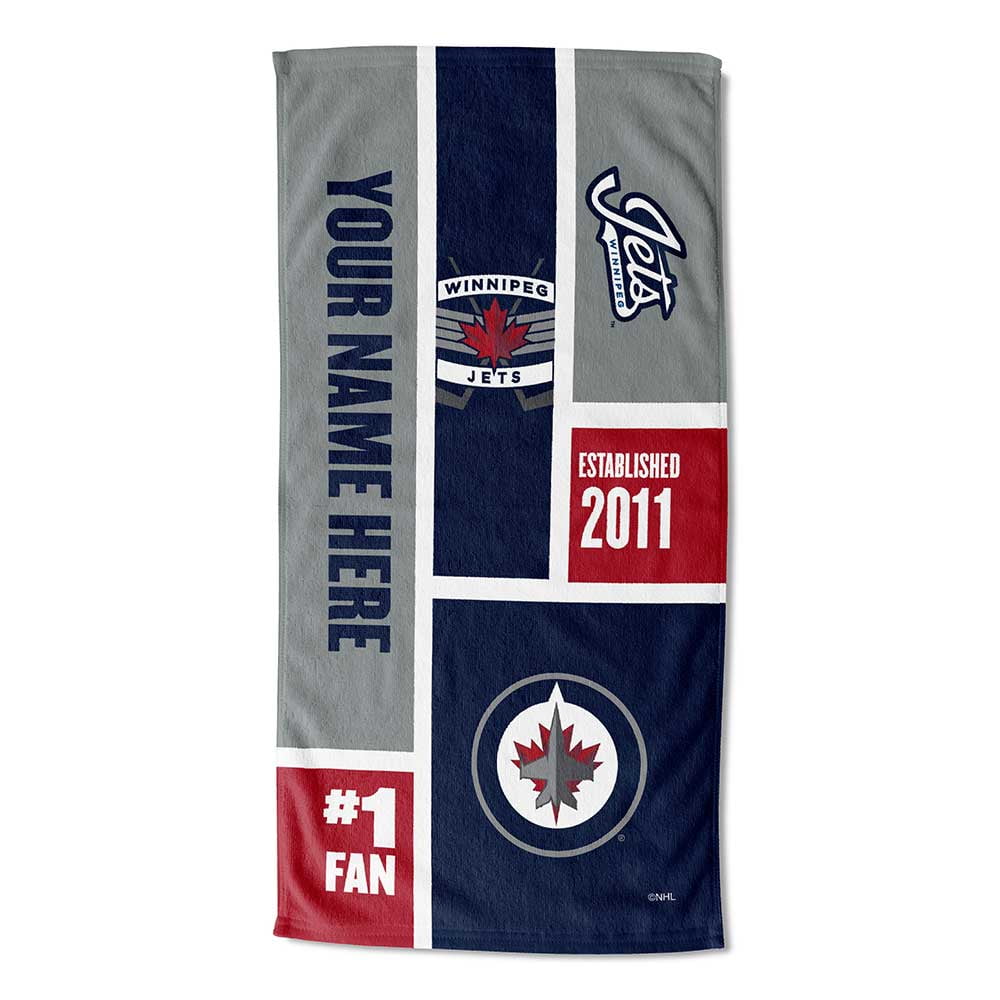 Winnipeg Jets NHL Colorblock Personalized Beach Towel, 30" x 60"