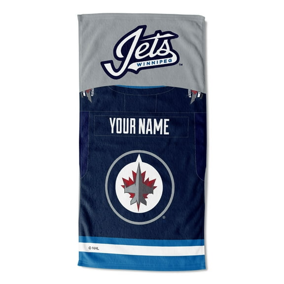 Winnipeg Jets NHL Jersey Personalized Beach Towel, 30" x 60"