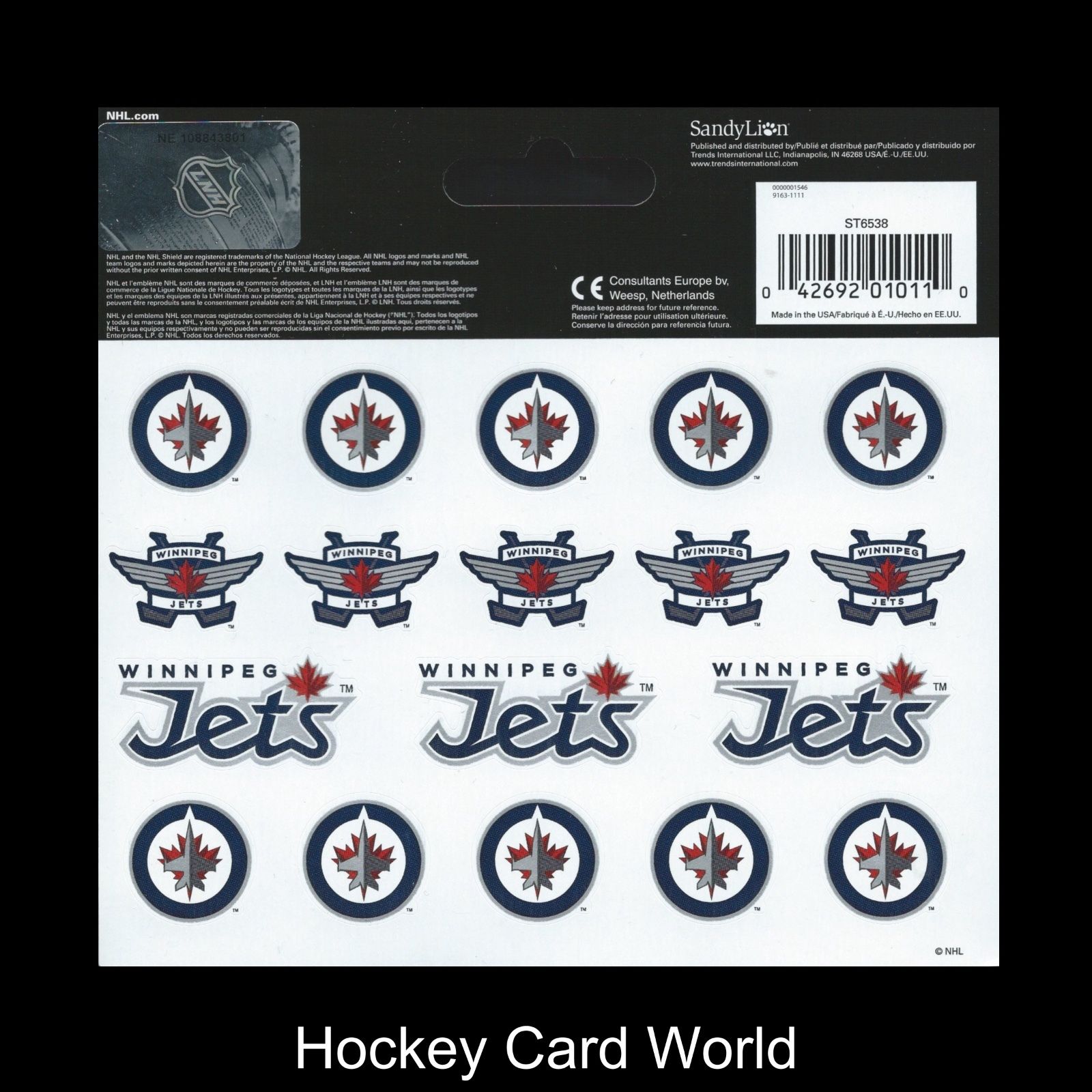 Winnipeg Jets Vinyl Logo Sticker Sheet 5"x6" Decals Licensed 18 Logos