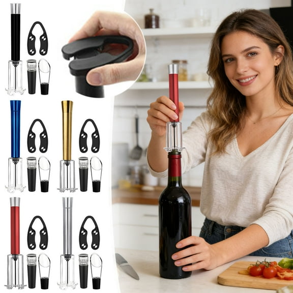 Wino on the Go Wine Opener, Air Pressure Wine Opener Set, 4-in-1 Portable Wine Bottle Opener, Wino on the Go Set with Foil Cutter and Aerator Pourer