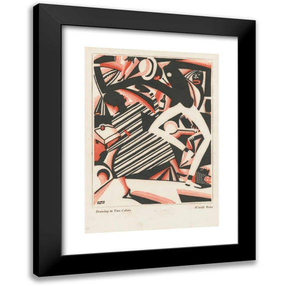 Winold Reiss 11x14 Black Modern Framed Museum Art Print Titled - Drawing in Two Colors (1915)