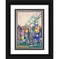 thumbnail image 1 of Winold Reiss 11x14 Black Ornate Wood Framed Double Matted Museum Art Print Titled: Graphic Designs for Scribner's Magazine Cover, Medieval Festival Theme.) (Colored Drawing of Men with, 1 of 5