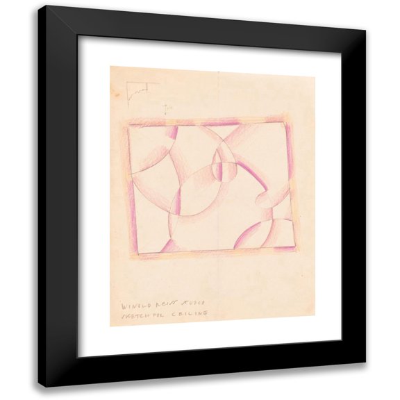 Winold Reiss 12x14 Black Modern Framed Museum Art Print Titled - Interior Designs for Screens and Ceilings.) (Drawing of Plans, Elevation, and Details (1910)