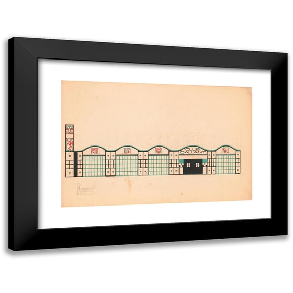 Winold Reiss 14x11 Black Modern Framed Museum Art Print Titled - Design Drawings for Club Gallant Project, New York, Ny.) (Study for Club Gallant Exterior (1919)