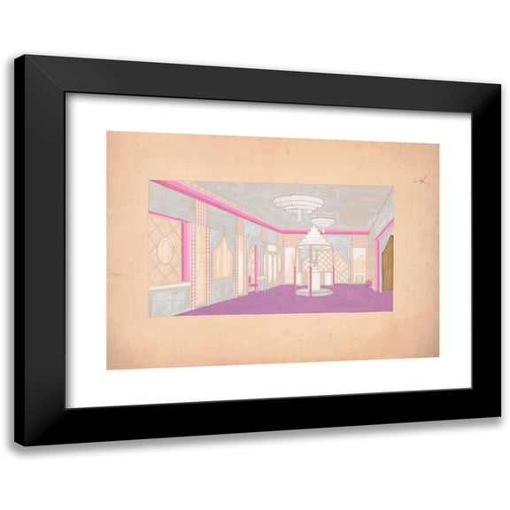 Winold Reiss 14x11 Black Modern Framed Museum Art Print Titled - (Design for the Lentheric Salon, Fifth Ave. and 58th St., Savoy-Plaza Hotel, New York, Ny.) (Perspective Rendering (1925)