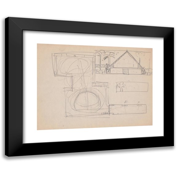 Winold Reiss 14x11 Black Modern Framed Museum Art Print Titled - Design Sketches for Hotel Alamac, 71st and Broadway, New York, Ny. Details of Congo Room or ‘Africa Roof’ (1923)