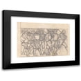 thumbnail image 1 of Winold Reiss 14x11 Black Modern Framed Museum Art Print Titled - Graphic Designs for Scribner's Magazine Cover, Medieval Festival Theme. Drawing of Men with Medieval Clothing and Items, Walk, 1 of 5