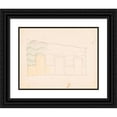 thumbnail image 1 of Winold Reiss 14x12 Black Ornate Wood Framed Double Matted Museum Art Print Titled: Interior Design Drawings for Unidentified Rooms. Sketch for Unidentified Interior Partially Colored Gr, 1 of 5
