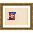 thumbnail image 1 of Winold Reiss 14x12 Gold Ornate Wood Frame and Double Matted Museum Art Print Titled - Design for Mural Inside of Theater.) (Interior Wall Mural Study (1910), 1 of 4