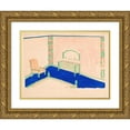 thumbnail image 1 of Winold Reiss 14x12 Gold Ornate Wood Frame and Double Matted Museum Art Print Titled - (Interior Design Drawings for Unidentified Rooms.) (Sketch for Room Colored Green and Orange (1910), 1 of 4