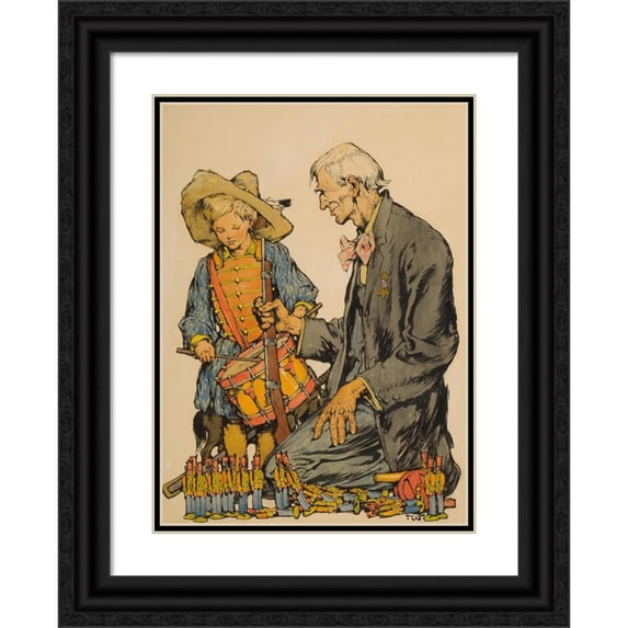Winold Reiss 14x18 Black Ornate Wood Framed Double Matted Museum Art Print Titled - Graphic Design for Cover of the Book ‘The Sun God's Children’ (1930)
