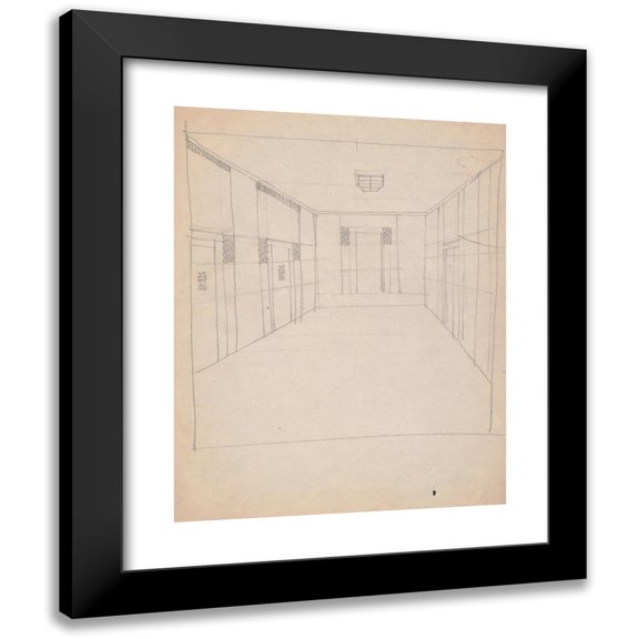 Winold Reiss 15x18 Black Modern Framed Museum Art Print Titled - Design Sketches for Hotel Alamac, 71st and Broadway, New York, Ny. Plan of Hallway (1923)