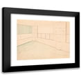 thumbnail image 1 of Winold Reiss 18x15 Black Modern Framed Museum Art Print Titled - Interior Design Drawings for Unidentified Rooms.) (Sketch for Interior with Green Coloring and Floral Pattern on Wall (1910), 1 of 5