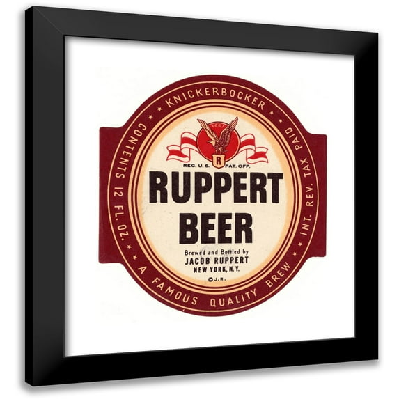 Winold Reiss 20x22 Black Modern Framed Museum Art Print Titled - Ruppert Beer Label (1935)