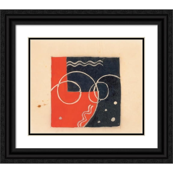 Winold Reiss 23x20 Black Ornate Framed Double Matted Museum Art Print Titled: Miscellaneous Small Sketches for Inlaid Table Tops.) (Design with Geometric Motif (1930)