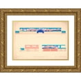 thumbnail image 1 of Winold Reiss 24x17 Gold Ornate Framed and Double Matted Museum Art Print Titled - Proposed Treatment for Roller Rink, Elizabeth, N.J.) (Wall Elevations, Alpine Scheme (1941), 1 of 4