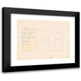 thumbnail image 1 of Winold Reiss 24x19 Black Modern Framed Museum Art Print Titled - Interior Design Drawings for Unidentified Rooms. Sketch for Unidentified Interior Partially Colored Green and Yellow (1910), 1 of 5