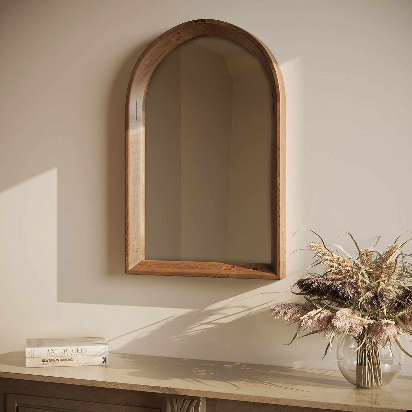 Winona Brown Arch Wood Farmhouse Wall Mirror