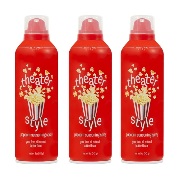 Winona Pure Popcorn Butter Spray - Movie Theater Butter Flavor Spray - Butter Seasoning Spray for Popcorn, Chicken, Baked Potatoes, Vegetables & More - 5 oz Bottle - 3 Pack