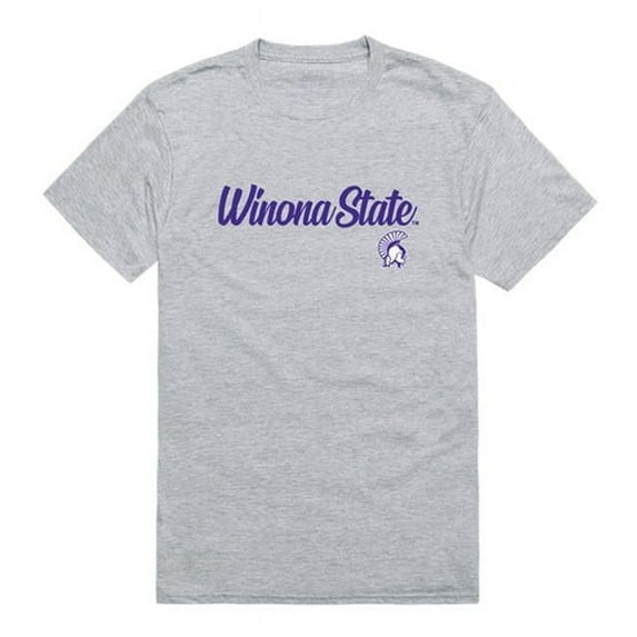 Winona State University Script T-Shirt, Heather Grey - Extra Large