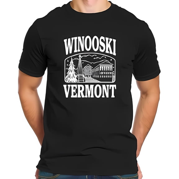 Winooski Vermont Graphic Cotton Short Sleeve T-Shirt - Iconic Tree & Scenic Building Design