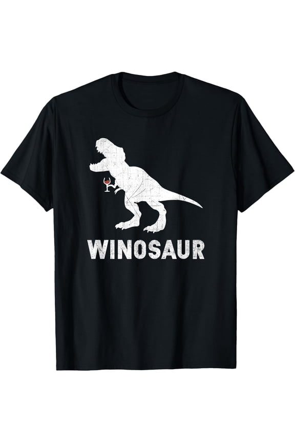 Winosaur Red Wine Drinking Dinosaur T-Rex T shirt T-Shirt