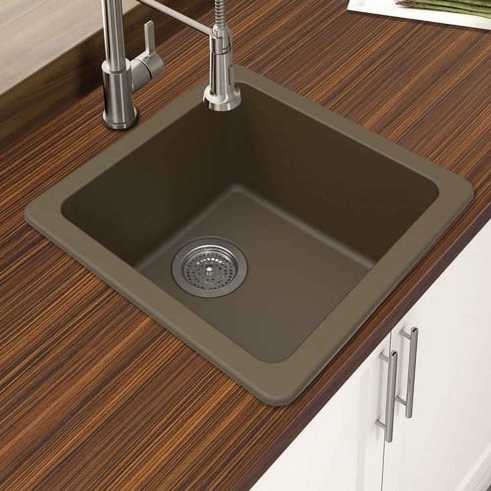 Black Granite Quartz Single Bowl Dual Mount Kitchen Sink