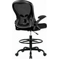thumbnail image 1 of Winrise Drafting Chair, Tall Office Chair Ergonomic Standing Desk Chair, Lumbar Support Computer Chair Swivel Task Rolling Chair with Adjustable Flip-up Armrests & Foot Ring (Black), 1 of 13