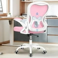 thumbnail image 1 of Winrise Ergonomic Office Chair, Mesh Desk Chair with Adjustable Lumbar Support, Flip-Up Armrests, Mid-Back Computer Swivel Task Rolling Chair, Pink, 1 of 15