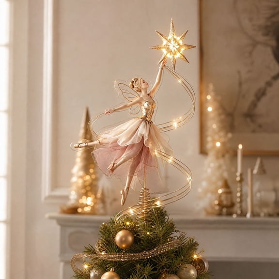 Winsafor Christmas Tree Topper Decoration Victoria – Ballet Elf 2D Flat Tree Top Ornament, Holiday Home Decor, Christmas Tree Decorations, Christmas Gifts