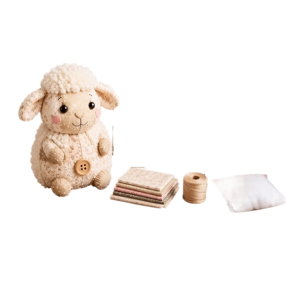 Winsafor Craft Kit DIY Patchwork Lamb - Sew a Soft Stuffed Lamb with Precut Fabric, Fun Sewing Project for Children, Great Arts and Crafts Activity,White